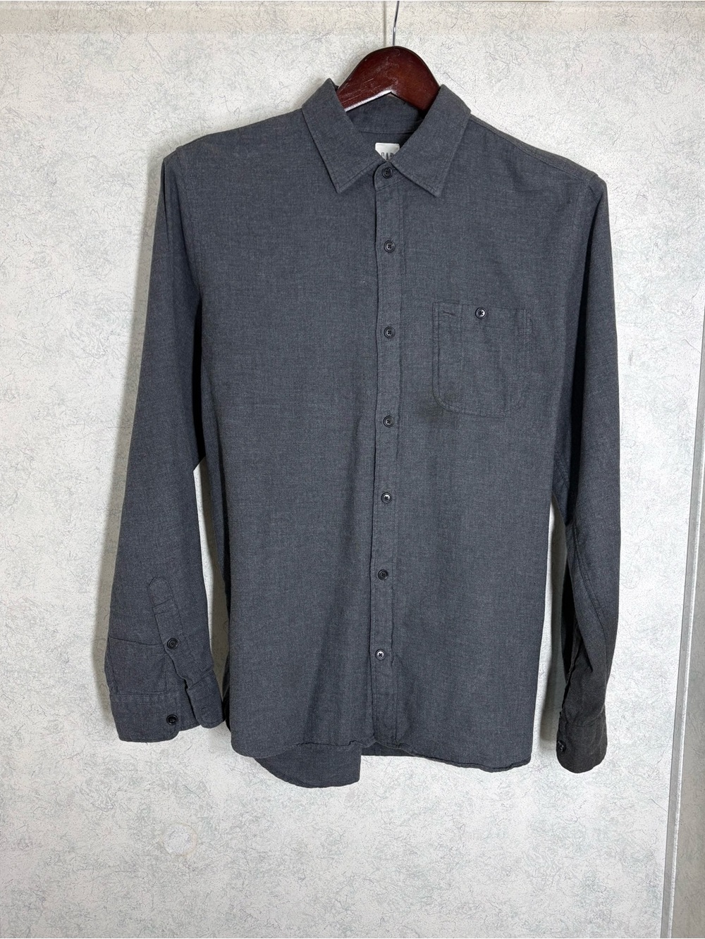 Gap•Heathered Flannel•Lg•Shirt•Button Up•Mid-Weight Woven Cotton•Long Sleeve